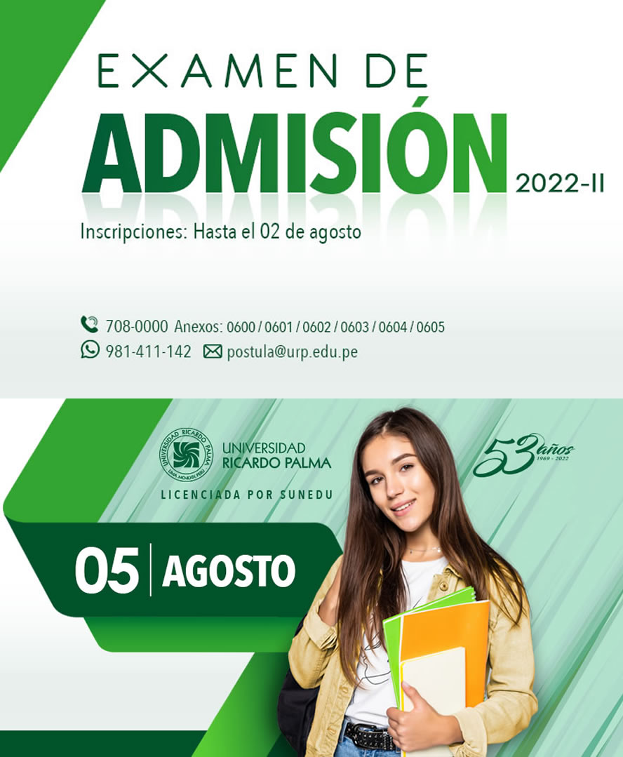 Examen General 2022-II Viernes 5 Agosto 2022 :: Inscripción: Del 20 de junio al 02 de agosto de 2022