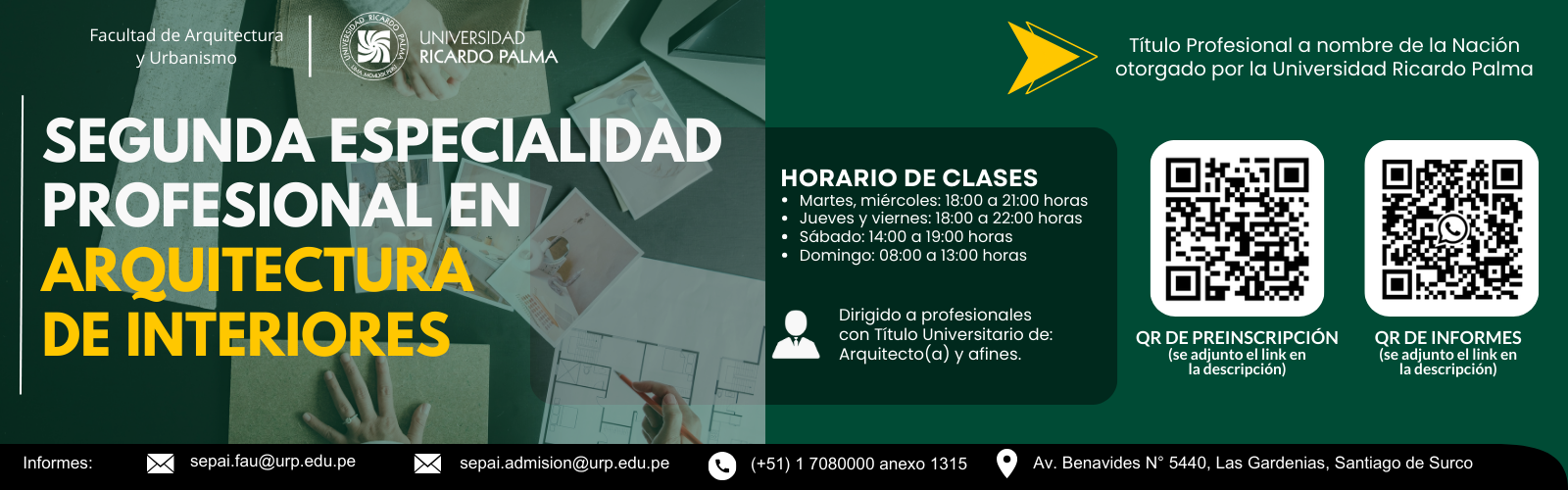 SEGUNDA ESPECIALIDAD PROFESIONAL EN ARQUITECTURA DE INTERIORES