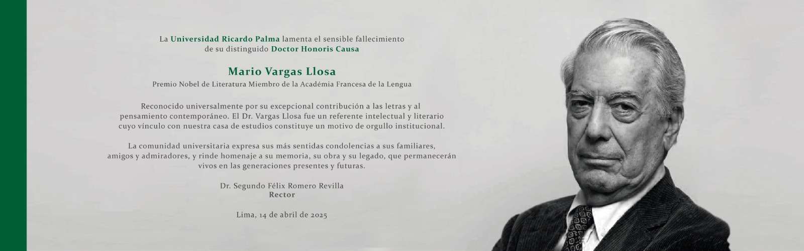 DOCTOR HONORIS CAUSA, MARIO VARGAS LLOSA