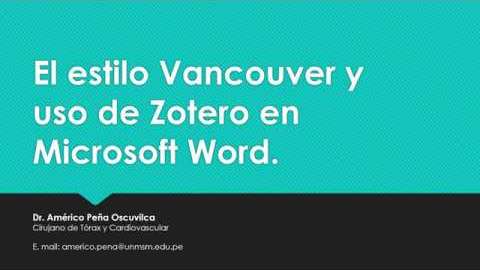 Estilo Vancouver y uso de Zotero