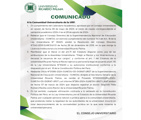 Comunicado a la Comunidad Universitaria