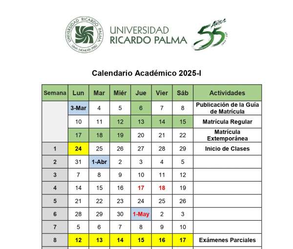 Calendario Académico 2025-I