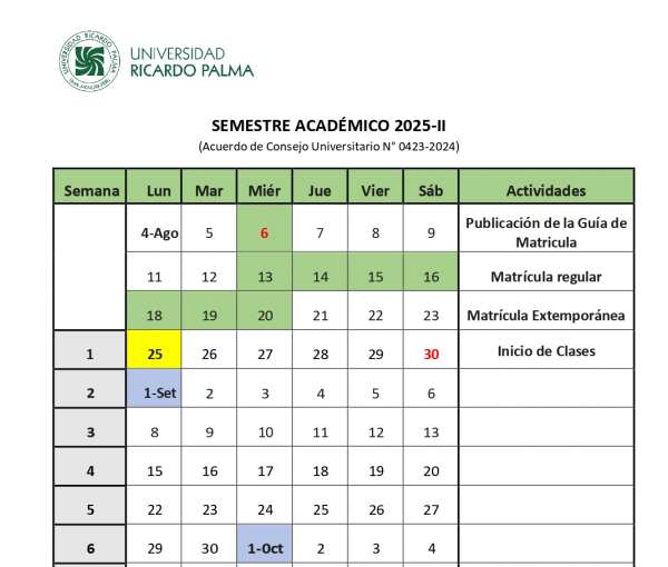 Calendario Académico 2025-II