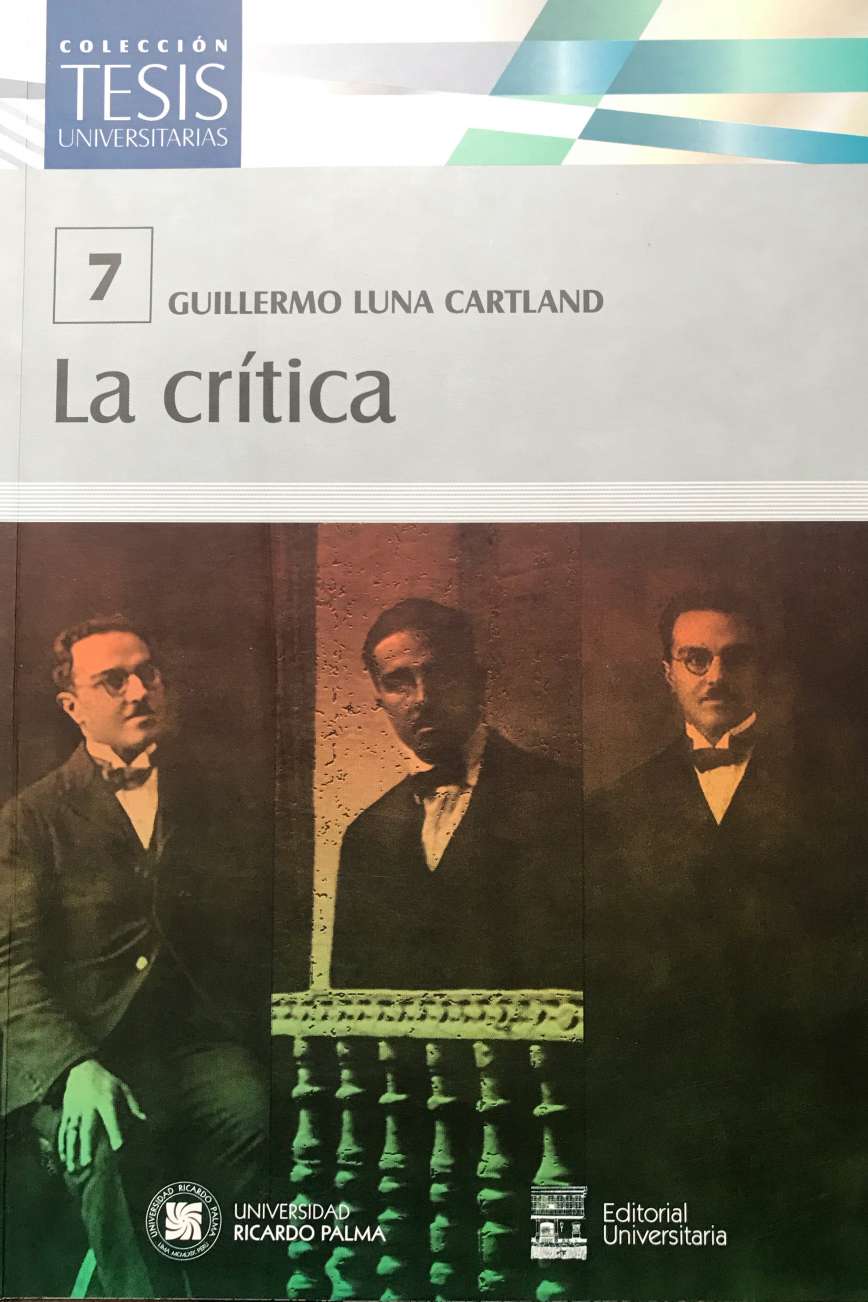 La CriticaGuillermo Luna Cartlan 2021 ISBN: 978-612-4419-95-9 Guillermo Luna fue un miembro conspicuo de la generacion del Centenario de la Independencia. Poco se sabe de el, salvo algunos pasajes de su vida y fragmentos de sus escritos, no obstante que en la segunda decada del siglo XX dejo esta importante huella en la cultura escrita en terminos generales, y en la critica literaria especialmente. La presente edicion ayuda a aquilatar el conocimiento de la literatura y del d