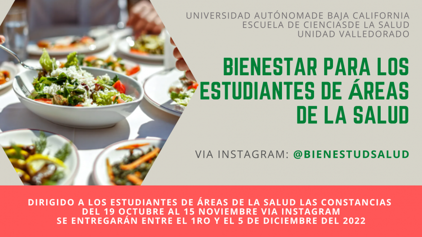 19 Oct. - 15 Nov. Bienestar para los estudiantes de áreas de la salud, vía Instagram